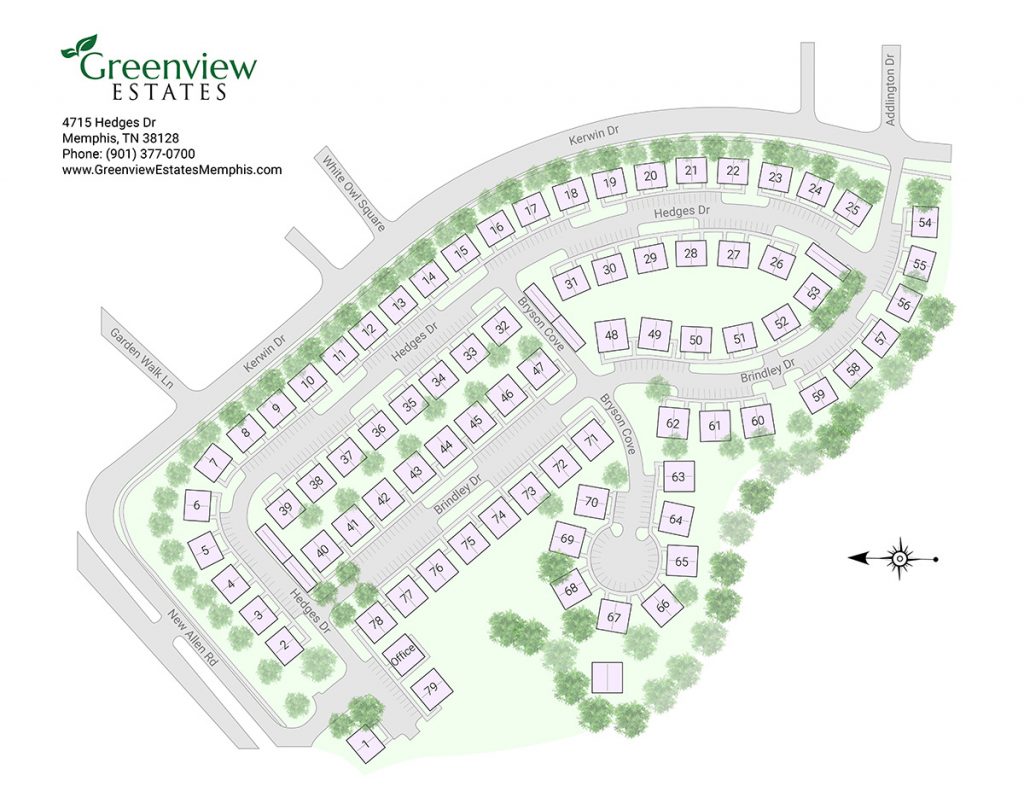 Greenview Estates in Memphis site map after